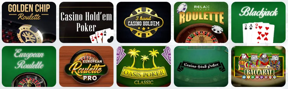 Juegos de mesa en 20Bet Casino (Chile)